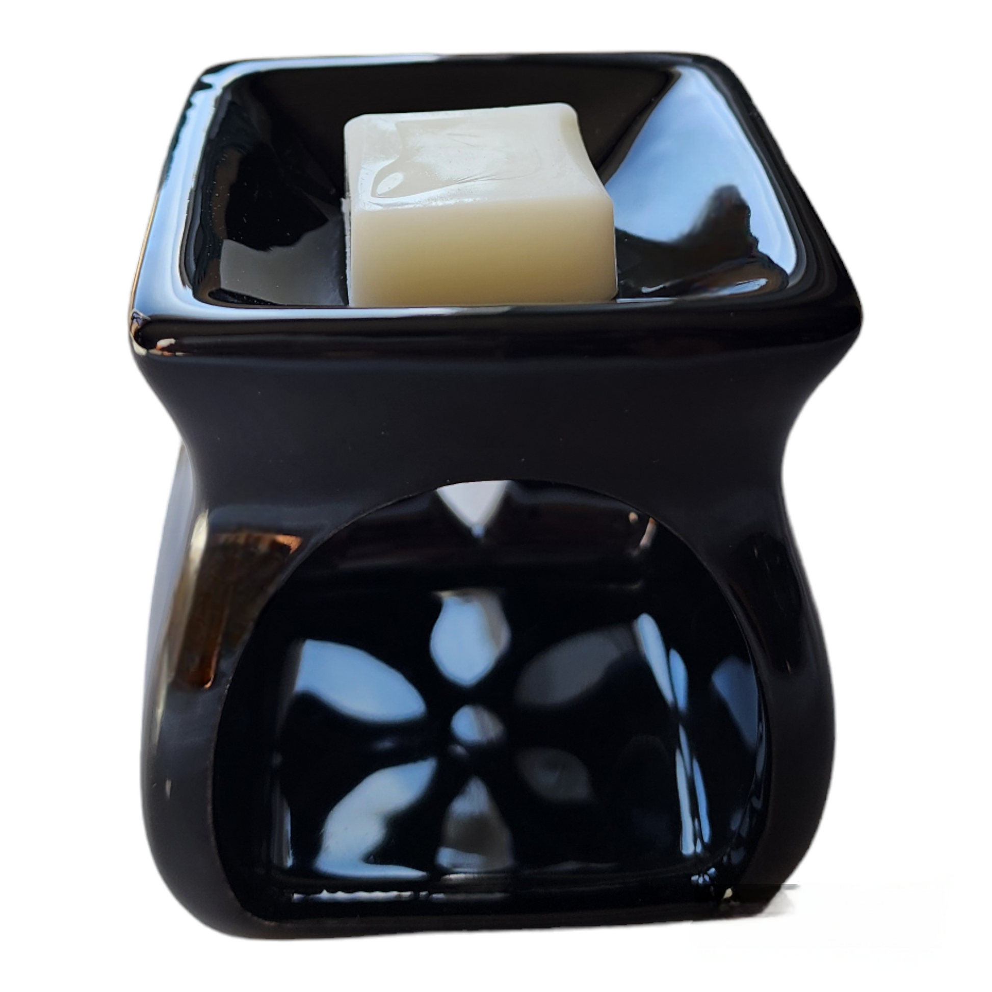 Ceramic flower wax warmer in red, white, or black – elegant design for melting wax and adding fragrance to your home décor